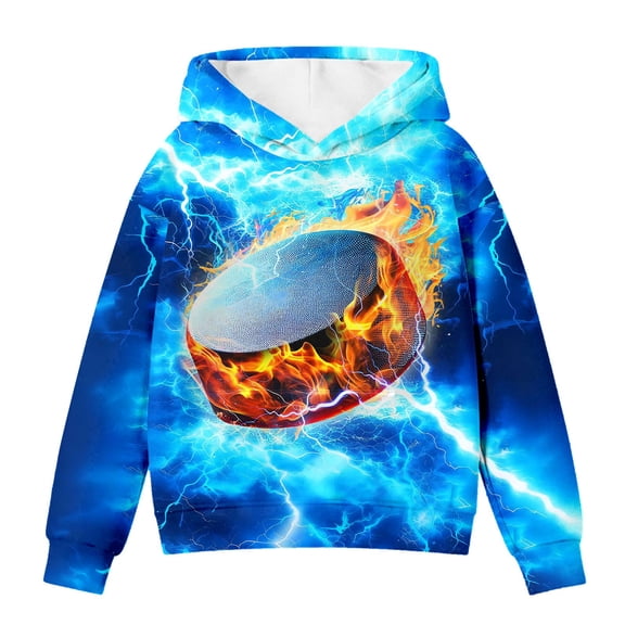 GBSYEWXS Hoodies For Boys Kids Size 6-7 Years Long Sleeve Ice Hockey Print Sweatshirt Playful Stretch Hooded Multicolour Tops