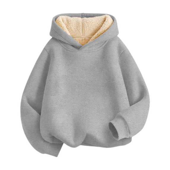 GBSYEWXS Hoodies For Little Boys Child Daily Wear Hooded Solid Color Sweatshirt No Fleece Grey Tops Size 6-7 Years