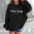 thumbnail image 1 of GBSYEWXS Hoodies For Little Girls Long Sleeve Letter Print Tops Soft Hooded Outdoor Black Sweatshirt Size 5-6 Years, 1 of 4