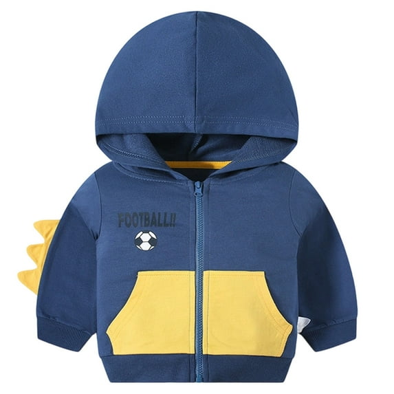 GBSYEWXS Hoodies For Toddler Boys Fall Zipper Color Blocked Tops Hooded Blue Sweatshirt Size 2-3 Years