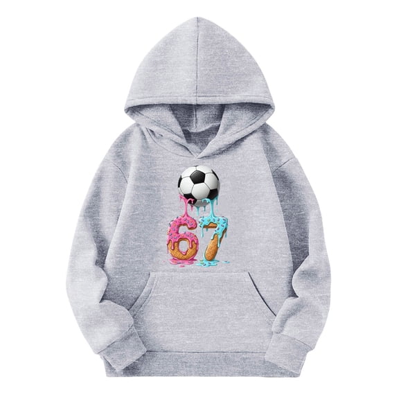 GBSYEWXS Hoodies For Toddler Girls Casual Number Print Long Sleeve Sweatshirt Outdoor Hooded Grey Tops Size 9-10 Years