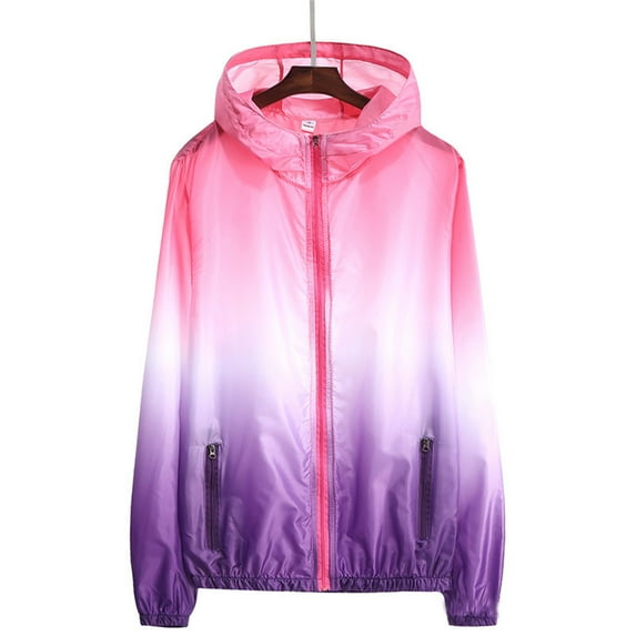 GBSYEWXS Jacket For Teen Girls Boys Comfortable Hooded Gradient Windbreaker Trendy Pink Coat Size 10--11 Years