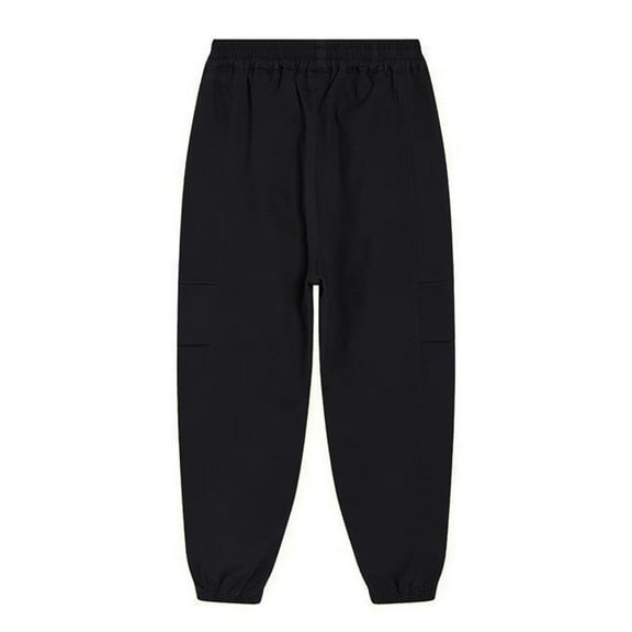 GBSYEWXS Jeans For Boys Solid Color Ankle-Length Relaxed Taper Elastic Waist Cargo Trendy Trousers Size 4-5 Years Black