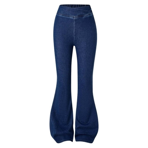 GBSYEWXS Jeans For Girls Kids Soft Flare Solid Color Dark Blue Trousers Size 7-8 Years