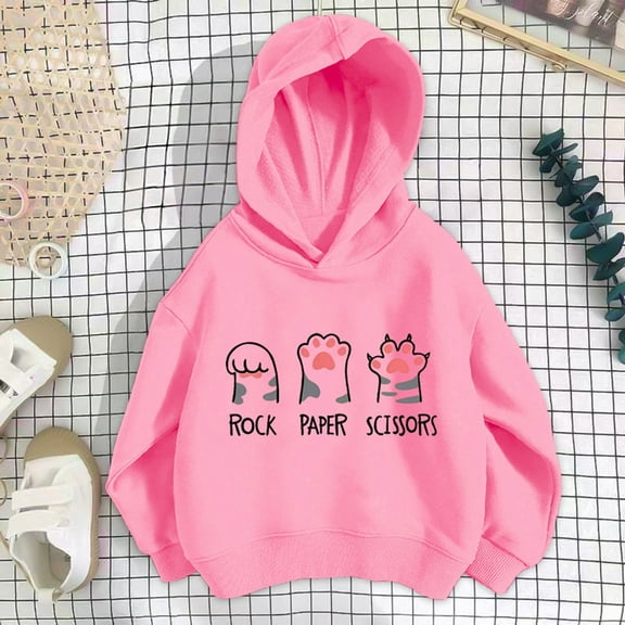 GBSYEWXS Kids Girls Sweatshirt Casual Long Sleeve Cat Print Stretch Tops Comfortable Hooded Pink Hoodies Size 8-9 Years