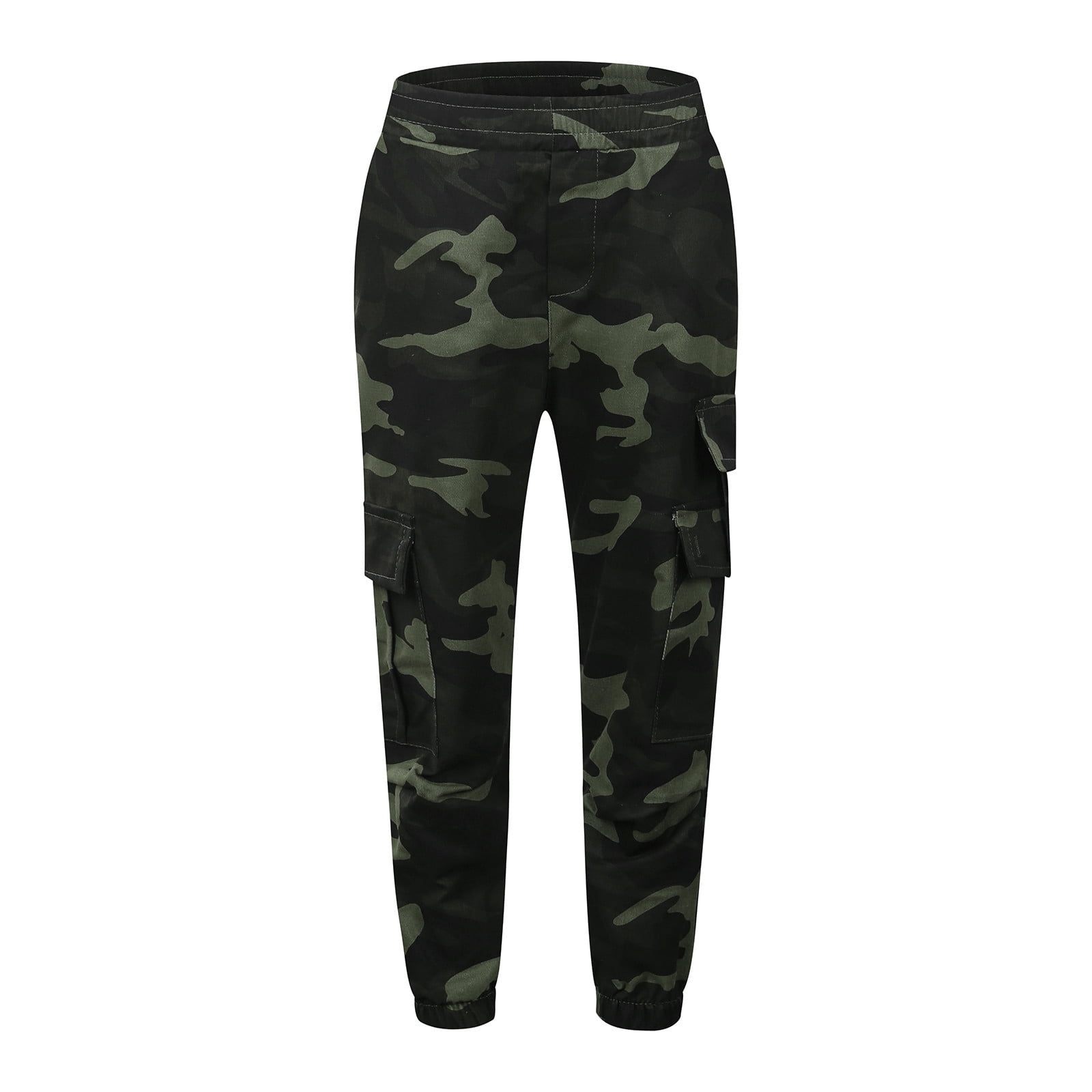 Kids Boys Pants Black Army Green Khaki Letter Print Trouser with Pocket