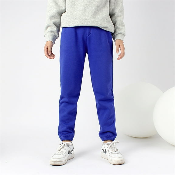 GBSYEWXS Kids Little Girls Trousers Elastic Waist Joggers Warm Blue Pants Size 6-7 Years