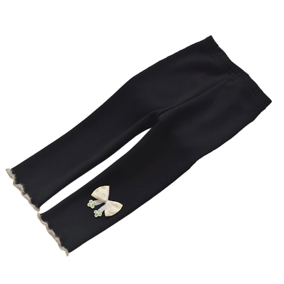 GBSYEWXS Leggings For Girls Kids Slim-Leg Bow Print Fleece Lined Soft Ankle Trousers Black Size 2-3 Years