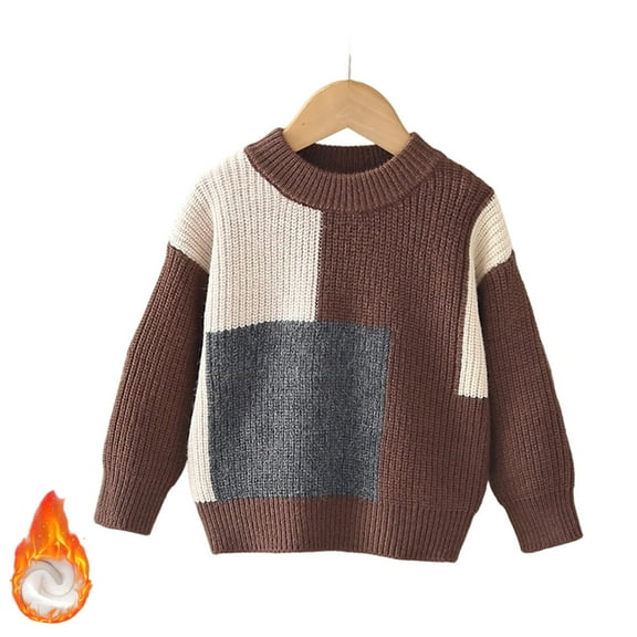 GBSYEWXS Little Boys Sweater Child Color Block Long Sleeve Autumn Crew Neck Sweaters Gy2 Size 5-6 T