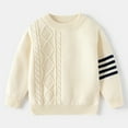 thumbnail image 1 of GBSYEWXS Little Boys Sweaters Size 3-4 Years Striped Print Long Sleeve Trendy Crew Neck Sweater Beige, 1 of 4
