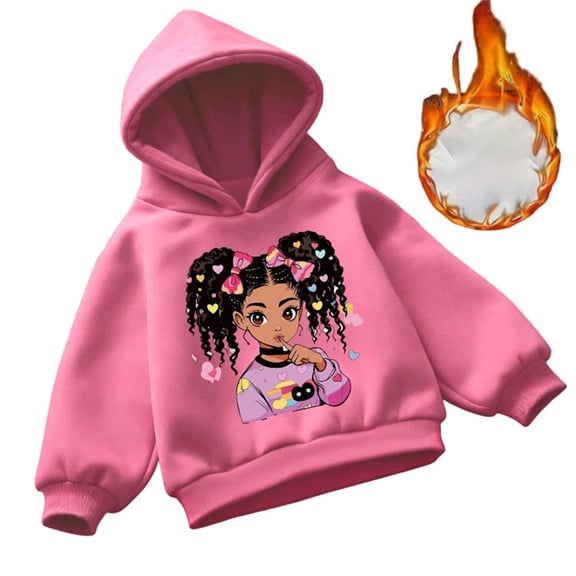 GBSYEWXS Little Girls Hoodie Child Hooded Long Sleeve Cartoon Print Fall Soft Pink Hoodies Size 6-7 Years
