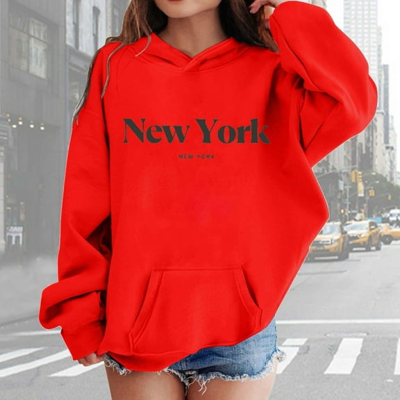 GBSYEWXS Little Girls Hoodies Size 3-4 Years Long Sleeve Letter Print Sweatshirt Comfortable Outdoor Tops Red