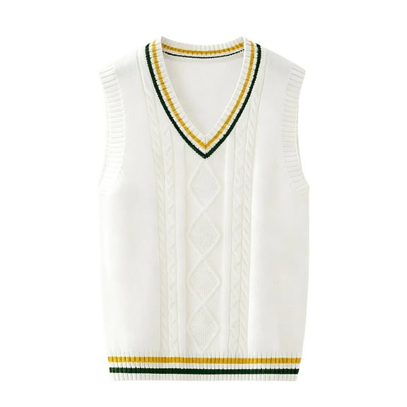 GBSYEWXS Little Girls Sweater Child Size 4-5 T V-Neck Sleeveless Solid Color Vest Cute White Sweaters