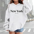 thumbnail image 1 of GBSYEWXS Little Girls Sweatshirt Long Sleeve Hooded Letter Print Tops Outdoor Fashion Hoodies Size 3-4 Years White, 1 of 4