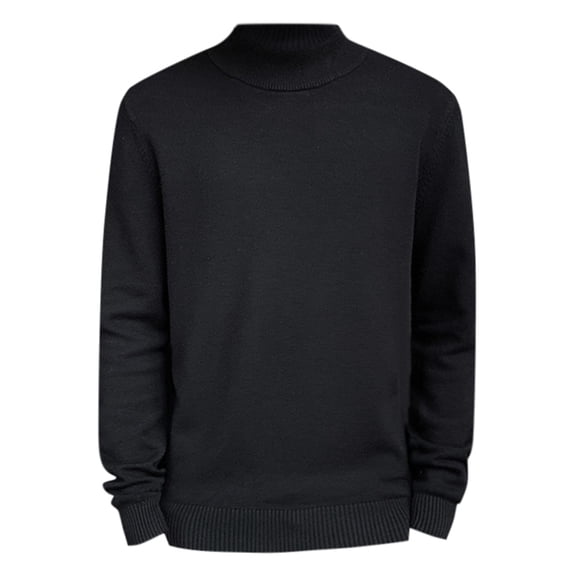 GBSYEWXS Men Pullover Sweaters Long Sleeve Pullover Fleece Solid Color Outdoor Black Crew Neck Sweater