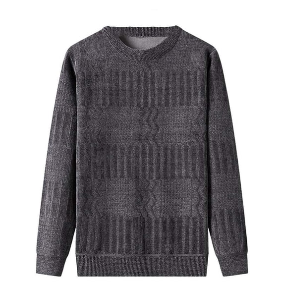 GBSYEWXS Men Pullover Sweaters Long Sleeve Pullover Solid Color Soft Grey Crew Neck Sweater