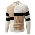 thumbnail image 1 of GBSYEWXS Men Pullover Sweaters Long Sleeve Pullover Soft Color Block Fall White Crew Neck Sweater, 1 of 6