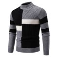 thumbnail image 1 of GBSYEWXS Men Pullover Sweaters Stretch Long Sleeve Crew Neck Pullover Color Block Trendy Grey Sweater, 1 of 4