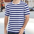thumbnail image 1 of GBSYEWXS Men Shirts Crew Neck Soft Tee Striped Print Comfortable Dark Blue T-Shirts, 1 of 4