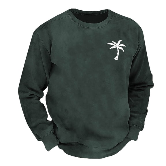 GBSYEWXS Men Sweatshirts Crew Neck Cartoon Print Long Sleeve Pullover Outdoor Activities Everyday Wear Dark Gray Tops