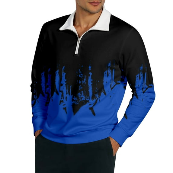 GBSYEWXS Men Sweatshirts Zip Mock Neck Long Sleeve Blue Tops Daily Wear ...