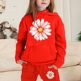 thumbnail image 1 of GBSYEWXS Outfit Set For Child Girls Fashion Sunflower Long Sleeve Sweatshirt Pant Hooded Relaxed Red Clothing Sets Size 6-7 Years, 1 of 4
