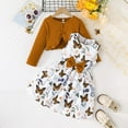 thumbnail image 1 of GBSYEWXS Outfit Set For Children Girls Comfortable Trendy Butterfly Print Dresses With Jacket Sleeveless Orange Outfits Sets Size 2 Years-3 Years, 1 of 9