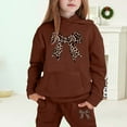 thumbnail image 1 of GBSYEWXS Outfit Set For Children Girls Cool Bow Print Hooded Hoodies Pants Fashion Long Sleeve Coffee Outfits Sets Size 2 Years-3 Years, 1 of 4