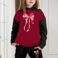 thumbnail image 1 of GBSYEWXS Outfits Sets For Children Girls Crew Neck Long Sleeve Leisure Sweatshirt Pant Bow Print Daily Wear Clothing Sets Red Size 13-14 Years, 1 of 4