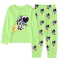 thumbnail image 1 of GBSYEWXS Outfits Sets For Children boys Trendy Cartoon Print Sweatshirt Pant Athleisure Long Sleeve Light Green Outfit Set Size 6-7 Years, 1 of 2