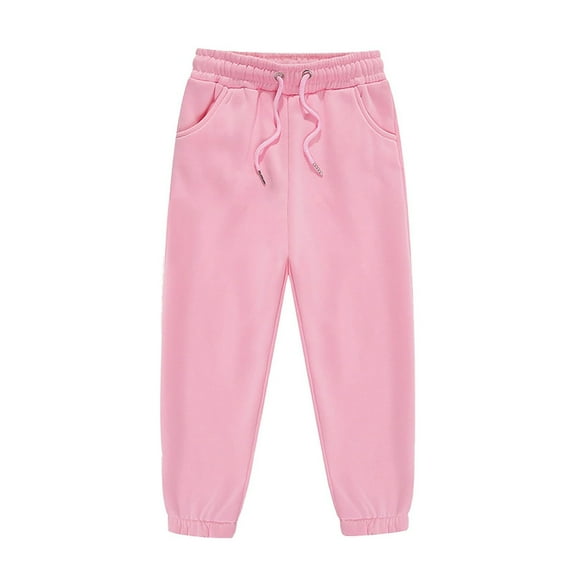 GBSYEWXS Pants For Girls Children Jogger Drawstring Waist Solid Color 2025 Soft Pink Trousers Size 8 Years--9 Years