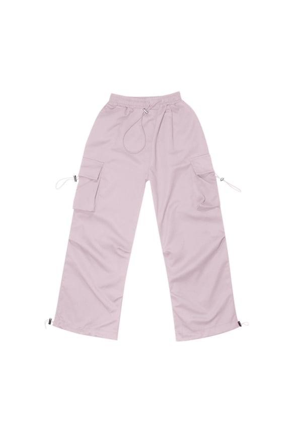 Pants For Girls Teen Size 3 Years--4 Years Cargo Ankle-Length Drawstring Waist Soft Relaxed Pink Trousers