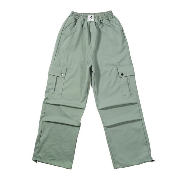 GBSYEWXS Pants For Girls Toddler Cargo Daily Wear Solid Color Elastic Waist Relaxed Green Trousers Size 5 Years--6 Years