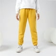 thumbnail image 1 of GBSYEWXS Pants For Little Girls Kids Size 4-5 Years Joggers Fleece Warm Elastic Waist Yellow Trousers, 1 of 4