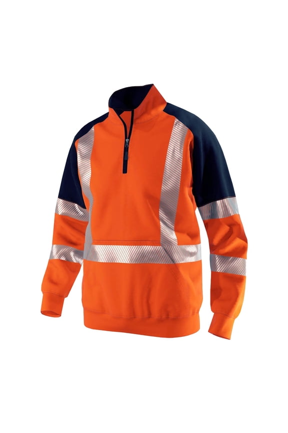 Pullover For Men Zip Mock Neck Long Sleeve Orange Sweatshirts Casual Fashion Color Block Tops