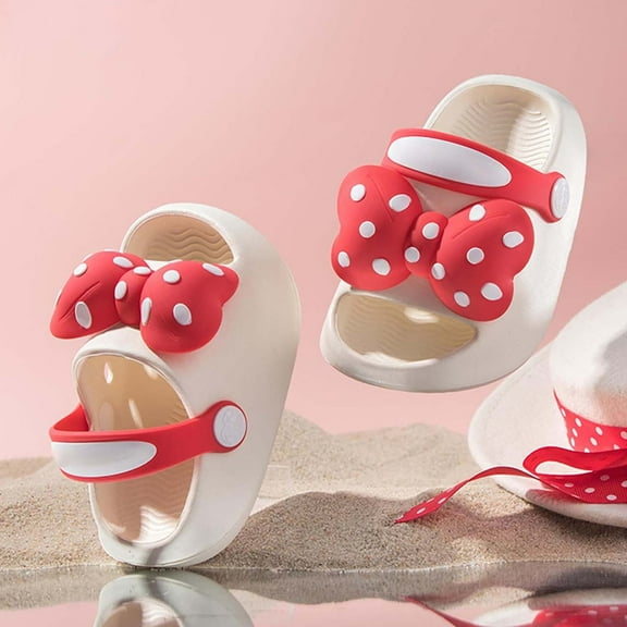GBSYEWXS Slippers Clogs For Kids Girls Boys Eva Casual Closed Toe 3D Bow Print Daily Wear Red Toddler Sandals Size 1-2 Years