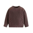thumbnail image 1 of GBSYEWXS Sweater For Boys Kids Casual Long Sleeve Crew Neck Solid Color Trendy Pullover Sweater Coffee Size 5-6 Years, 1 of 1