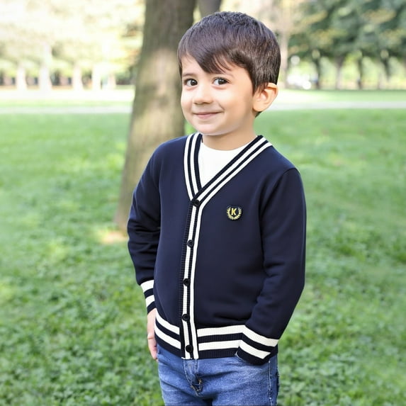 GBSYEWXS Sweater For Boys Teen Casual Long Sleeve V-Neck Color Block Trendy Varsity Sweater Blue Size 15-16 Years