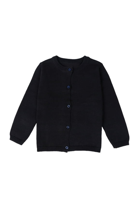 Sweater For Girls Toddler Casual Long Sleeve Crew Neck Solid Color Fashion Cardigan Sweater Black Size 2-3 Years