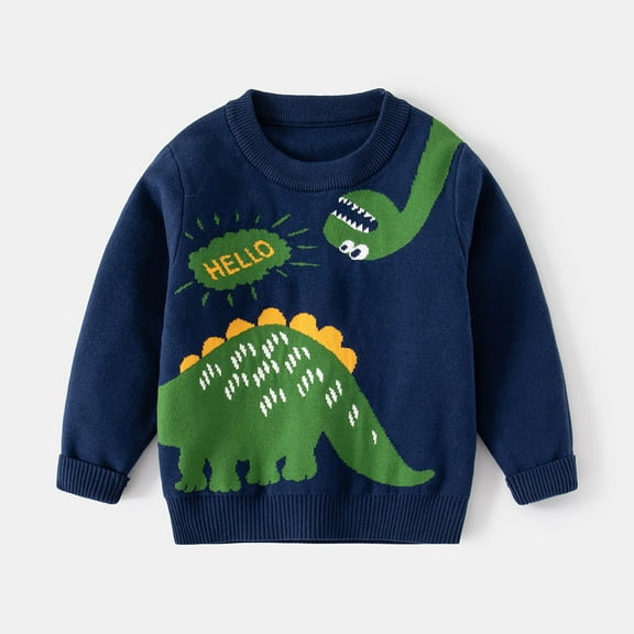 GBSYEWXS Sweaters For Toddler Long Sleeve Crew Neck Dinosaur Print Casual Fall Toddler Sweater Ny1 Size 18-24 Months
