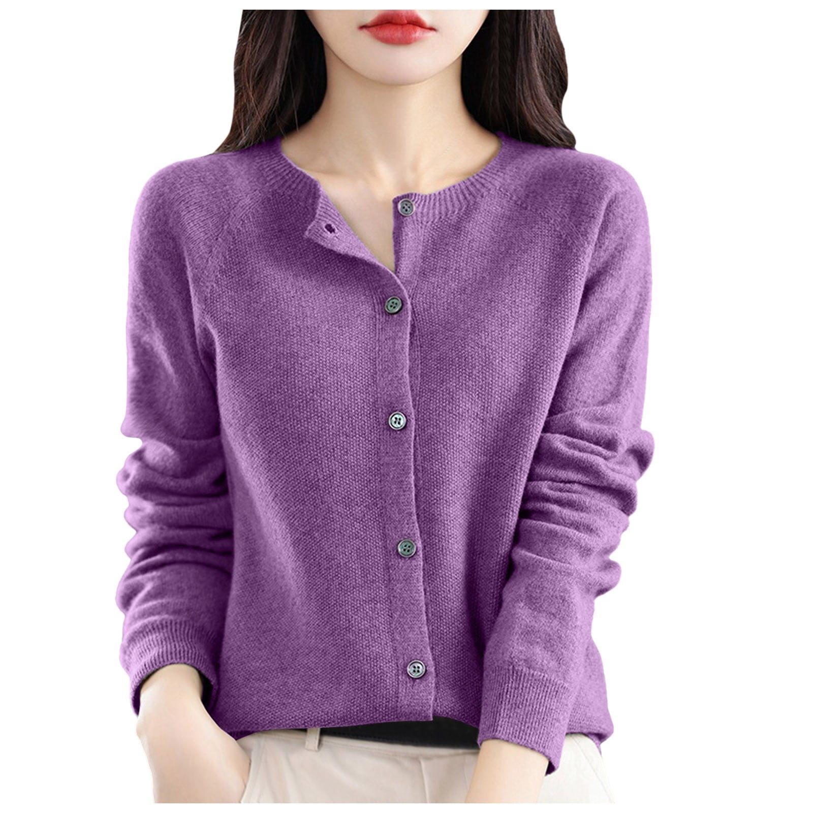 GBSYEWXS Sweaters For Women Cardigan Base Cardigan Long Sleeve Crew ...