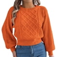 thumbnail image 1 of GBSYEWXS Sweaters For Women Fall Warm Pullover Long Sleeve Crew Neck Solid Color Orange Sweater, 1 of 7