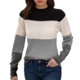 thumbnail image 1 of GBSYEWXS Sweaters For Women Grey Crew Neck Long Sleeve Color Block Stretch Pullover Sweater, 1 of 5