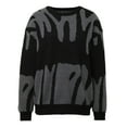 thumbnail image 1 of GBSYEWXS Sweaters For Women Grey Crew Neck Long Sleeve Letter Print Retro Pullover Sweater, 1 of 6