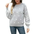 thumbnail image 1 of GBSYEWXS Sweaters For Women Grey Crew Neck Long Sleeve Polka Dot Print Casual Pullover Sweater, 1 of 8