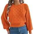thumbnail image 1 of GBSYEWXS Sweaters For Women Orange Crew Neck Long Sleeve Solid Color Autumn Pullover Sweater, 1 of 7