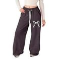 thumbnail image 1 of GBSYEWXS Sweatpant For Girls Toddler Size 11-12 Years Drawstring Waist Bow Print Outdoor Straight-Leg Brown Pants, 1 of 5