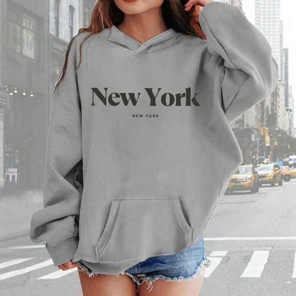 GBSYEWXS Sweatshirt For Big Girls Long Sleeve Letter Print Hoodies Relaxed Fit Hooded Comfortable Grey Tops Size 9-10 Years