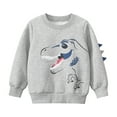 thumbnail image 1 of GBSYEWXS Sweatshirt For Boys Daily Wear Fleece Dinosaur Print Tops Crew Neck Light Gray Pullover Sweater Size 3-4 Years, 1 of 9
