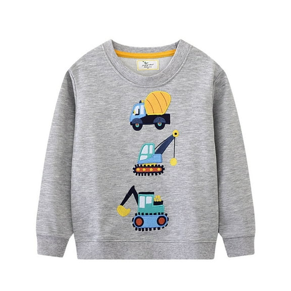 GBSYEWXS Sweatshirt For Toddler Boys Size 3-4 Years Long Sleeve Car Print Comfortable Pullover Sweater Ribbed Cuff Cute Light Gray Tops